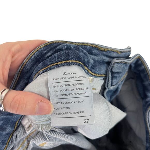 KanCan Women's Size 27‎ Cropped Medium Wash Frey Hem Jeans - Picture 7 of 10